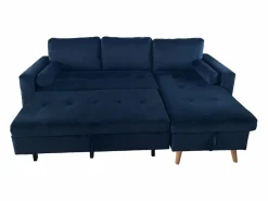 Happy Garden Sofá cama esquinero de 3 plazas JAMES en terciopelo Azul Discount