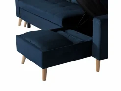 Happy Garden Sofá cama esquinero de 3 plazas JAMES en terciopelo Azul Discount