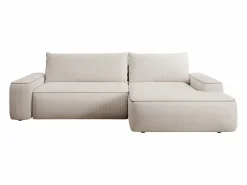 Vente-unique Sofá cama esquinero derecho ZOMELA en pana Beige Discount