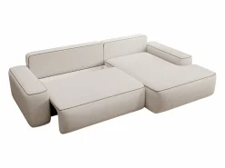 Vente-unique Sofá cama esquinero derecho ZOMELA en pana Beige Discount