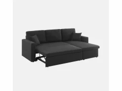 Sweeek Sofá cama esquinero reversible de 3 plaza Negro Hot