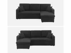 Sweeek Sofá cama esquinero reversible de 3 plaza Negro Hot