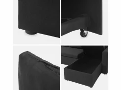 Sweeek Sofá cama esquinero reversible de 3 plaza Negro Hot