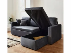 Sweeek Sofá Modular|Sofá cama esquinero reversible de 3 plazas oscuro