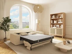 Sofá cama exprés AMELIA de 3 plazas en pana - Superficie de descanso de 140 cm - Colchón viscoelástico de 13 cm^Vente-unique Discount
