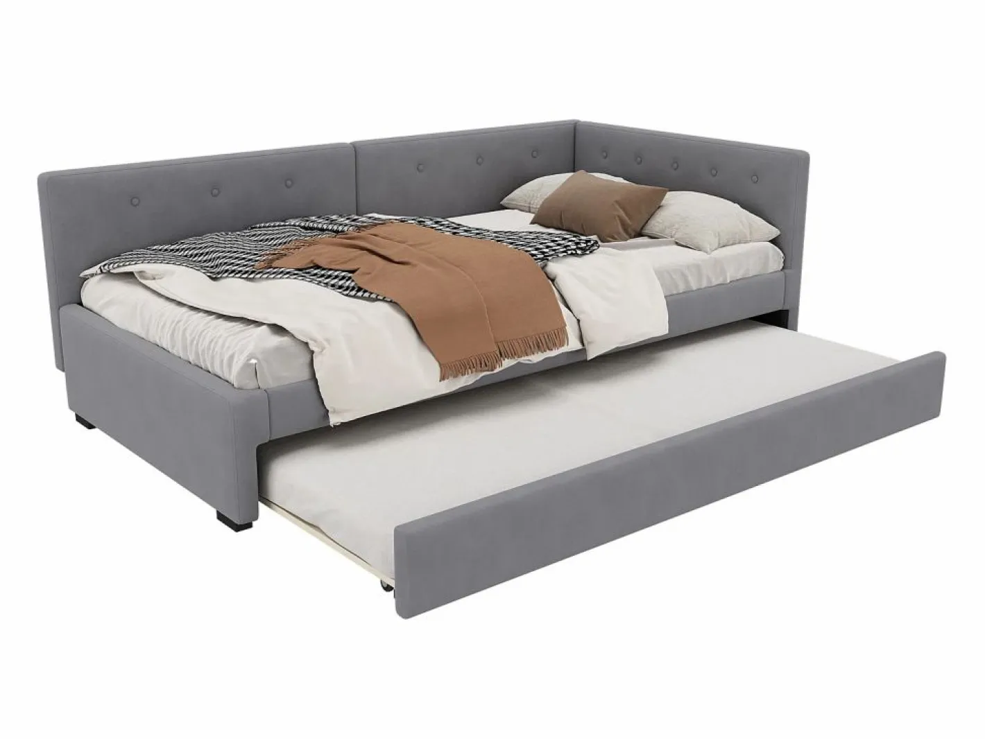 Sofá cama extraíble - 90 x 200 cm + 90 x 190 cm - con cabecero - terciopelo -^Merax Outlet