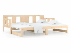 Clicnbuy Cama Diván|Cama Nido|Sofá cama extraíble madera maciza de pino 2x(80x200) cm