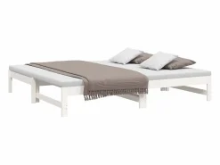 Clicnbuy Cama Diván|Cama Nido|Sofá cama extraíble madera maciza de pino 2x(75x190) cm