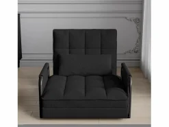 Sofá Vintage|Sofá cama individual convertible, sillón cama 4 en 1, 5 posiciones ajustables, cojín y reposabrazos de metal, lana de cordero, color