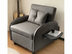 Sofá cama individual extraíble multifuncional: con función de cama, sillón y sillón, sofá cama ajustable en tres posiciones, mesas de té plegables Gris Sale