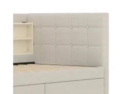 Hauss Spole Cama Diván|Sofá cama individual 90x200 cm con 2 cajones, USB + Tipo C y almacenaje, tejido lino