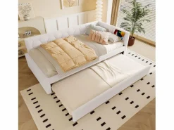Merax Sofá cama infantil - 90 x 200 cm + 90 x 190 cm - con lámpara de noche + USB - terciopelo - rosa Blanco Clearance