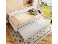 Merax Sofá cama infantil - 90 x 200 cm + 90 x 190 cm - con lámpara de noche + USB - terciopelo - rosa Blanco Clearance