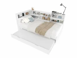 Sofá cama infantil - 90 x 200 cm + 90 x 190 cm - cama nido - cabecero con almacenaje - madera + MDF -^Merax Outlet