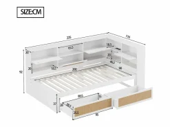 Sofá cama infantil y madera 90x200cm con cajones, múltiples espacios de almacenaje y puerto de carga (sin colchón)^Hauss Spole Clearance