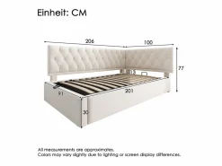 Merax Cama Diván|Sofá cama infantil tapizado - 90 x 200 cm - con almacenaje hidráulico - terciopelo -