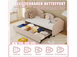 Merax Cama Diván|Sofá cama infantil tapizado - 90 x 200 cm - con cajón de almacenaje - en terciopelo -
