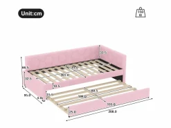 Sofá cama infantil 90x200 cm con cama nido 80x180 cm, terciopelo , sin colchón^Hauss Spole Best