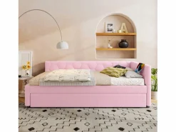Sofá cama infantil 90x200 cm con cama nido 80x180 cm, terciopelo , sin colchón^Hauss Spole Best