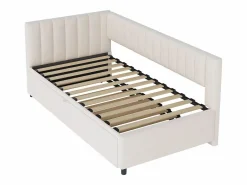 Hauss Spole Sofá cama infantil 90/180x200cm en terciopelo convertible, con respaldo y cabecero acolchados, sin colchón Beige New