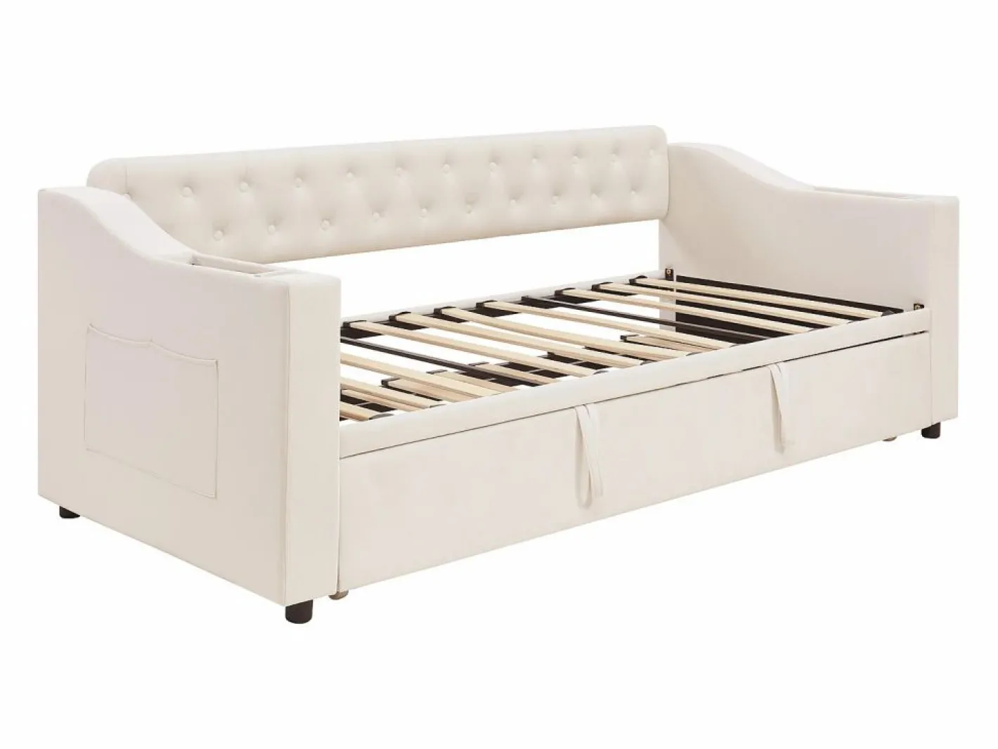 Hauss Spole Cama Nido|Sofá cama infantil 90/180x190cm convertible en terciopelo , con puertos USB y toma de corriente, sin colchón