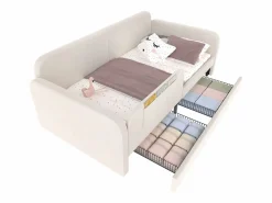 ModernLuxe Cama Diván|Sofá cama infantil 90x200 cm de terciopelo - con 2 cajones - 3 pequeños bolsillos de almacenamiento - (sin colchón)