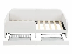 ModernLuxe Cama Diván|Sofá cama infantil 90x200 cm de terciopelo - con 2 cajones - 3 pequeños bolsillos de almacenamiento - (sin colchón)