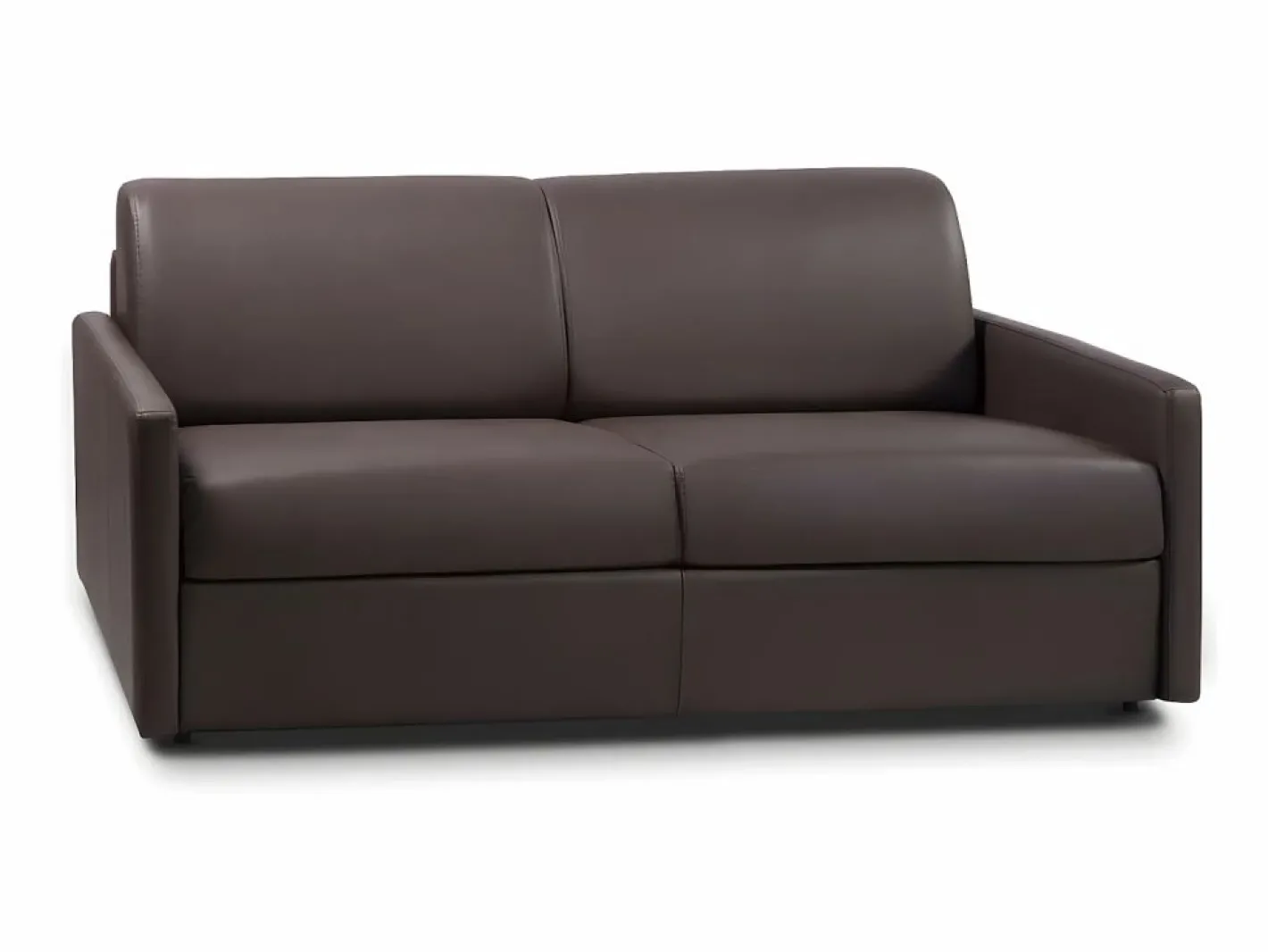 Vente-unique Sofá cama italiano 3p 22 cm piel sintética Marrón CALIFE Marru00f3n Clearance