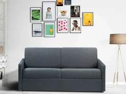 Vente-unique Sofá cama italiano 4p 22 cm tela - Color Gris CALIFE Azul oscuro Hot