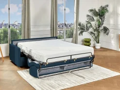 Vente-unique Sofá cama italiano 4p 22 cm tela - Color Gris CALIFE Azul oscuro Hot