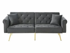 Sofá cama moderno de 2 plazas – 173 x 75 x 70 cm – Respaldo regulable en 3 niveles + patas de metal dorado – Terciopelo –^Merax