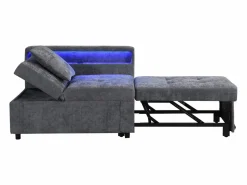 ModernLuxe Sofá cama multifuncional - respaldo ajustable - reposabrazos con bandas luminosas LED - Puerto USB/Type-C - Gris claro Sale