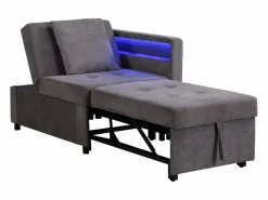ModernLuxe Sofá cama multifuncional - respaldo ajustable - reposabrazos con bandas luminosas LED - Puerto USB/Type-C - Gris Oscuro Gris antracita Discount
