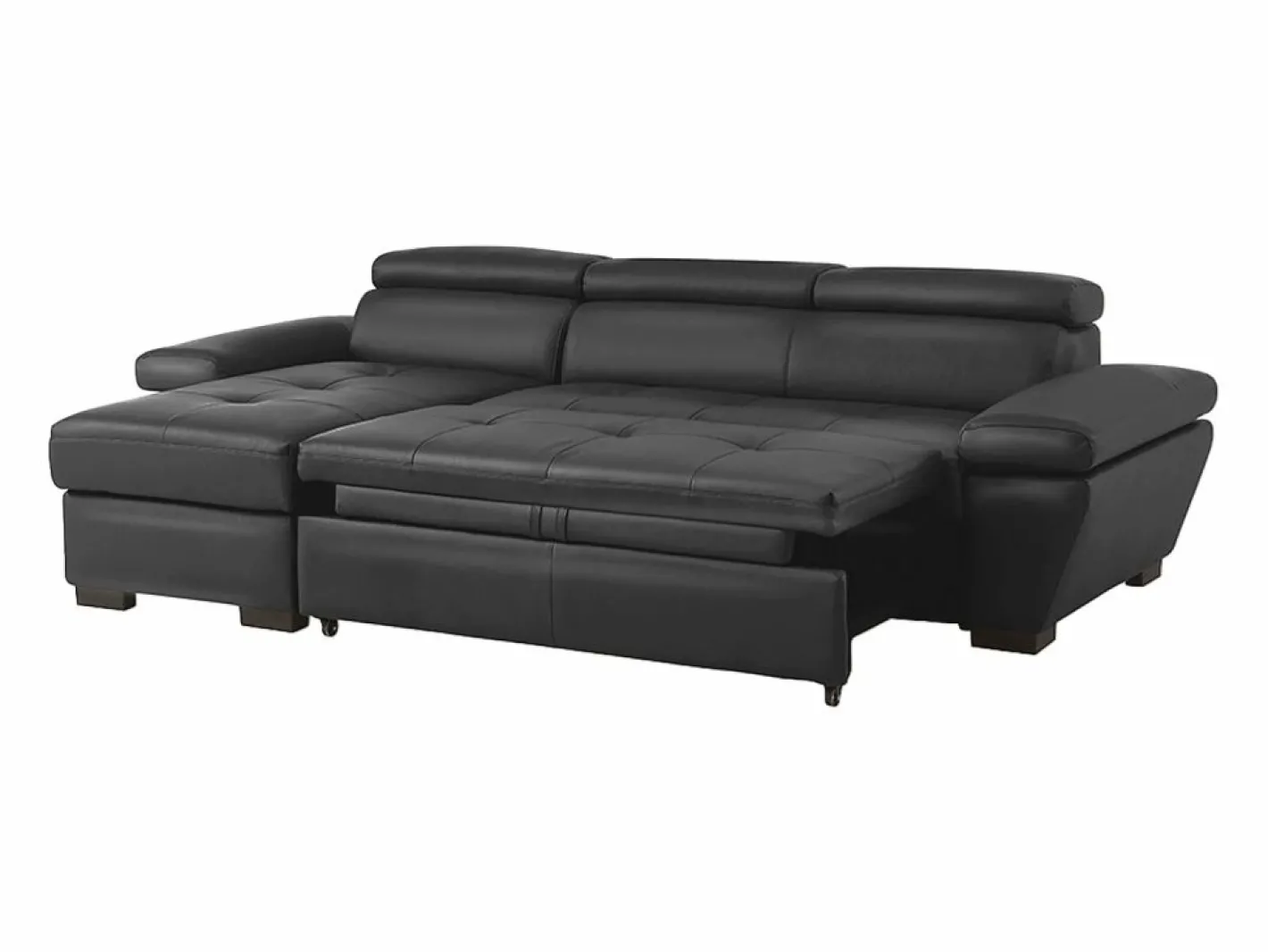 Sofá cama ángulo izquierdo bimateria piel JONOVA Antracita^LINEA SOFA Online