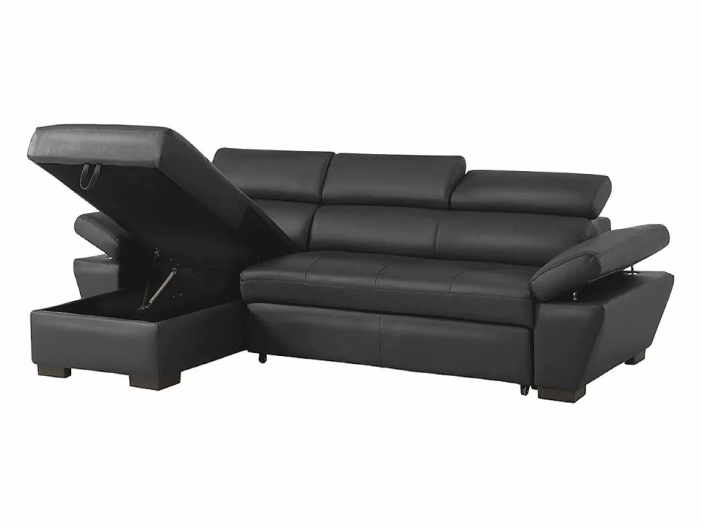 Sofá cama ángulo izquierdo bimateria piel JONOVA Antracita^LINEA SOFA Online