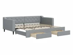 Clicnbuy Sofá cama nido con cajones tela claro 90x200 cm Gris