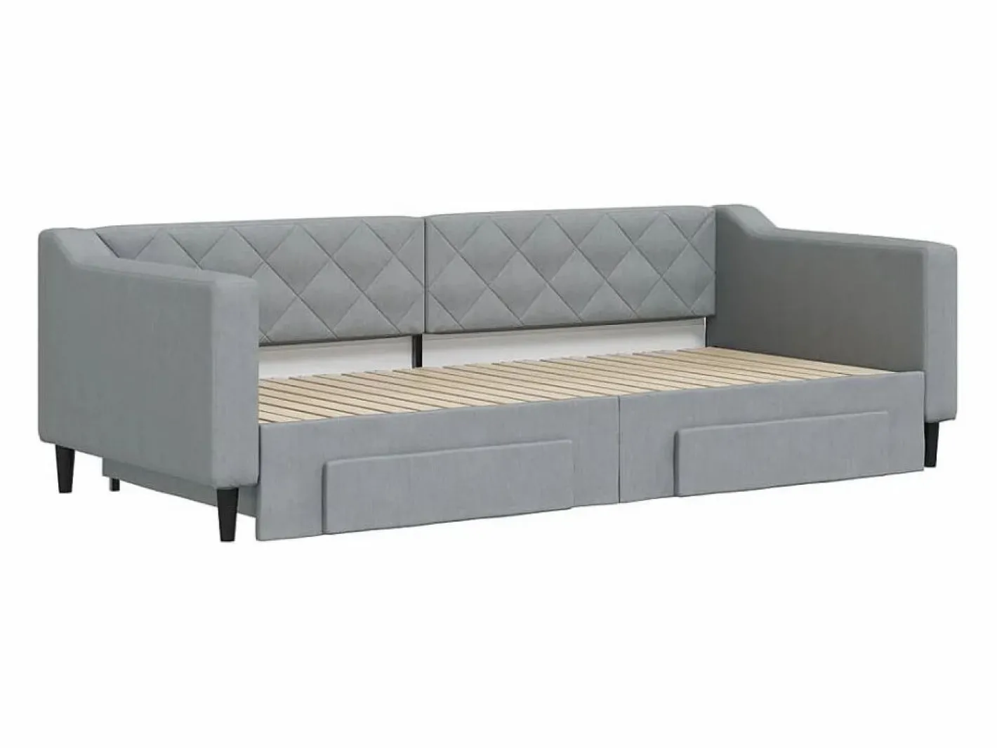 Clicnbuy Sofá cama nido con cajones tela claro 90x200 cm Gris