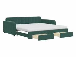 Clicnbuy Cama Diván|Cama Nido|Sofá cama nido con cajones terciopelo oscuro 100x200 cm