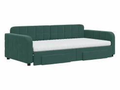 Clicnbuy Cama Diván|Cama Nido|Sofá cama nido con cajones terciopelo oscuro 100x200 cm