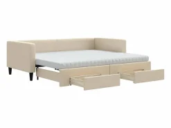 Clicnbuy Sofá cama nido con cajones tela color 90x200 cm Crema Best