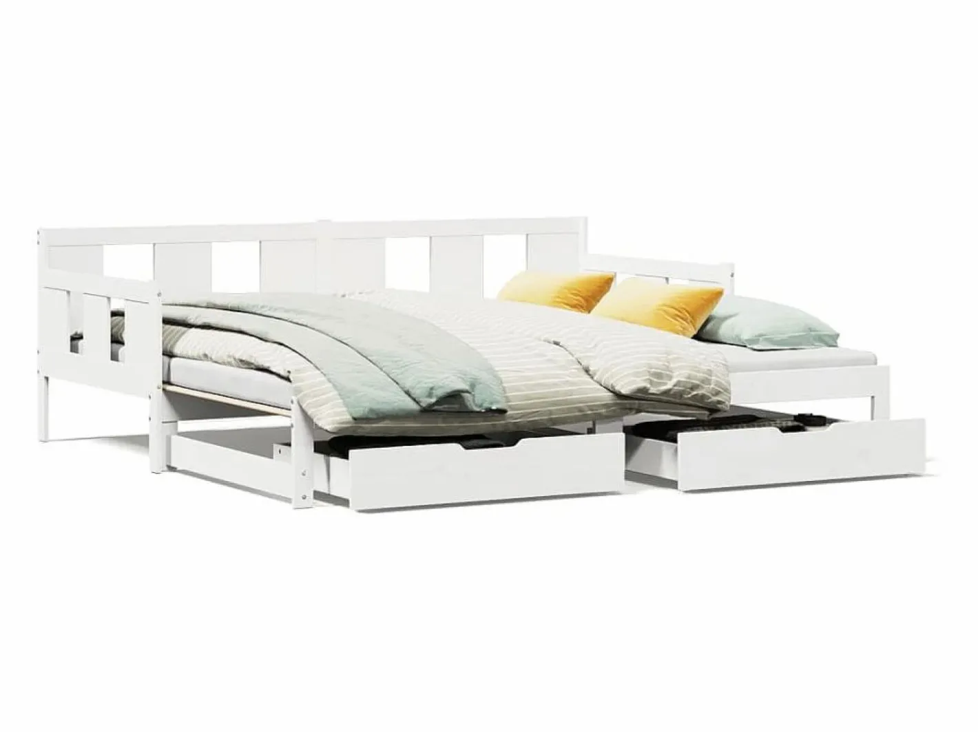Clicnbuy Sofá cama nido con cajones madera maciza pino blanca 90x190 cm Blanco Best