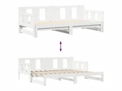 Clicnbuy Sofá cama nido con cajones madera maciza pino blanca 90x190 cm Blanco Best
