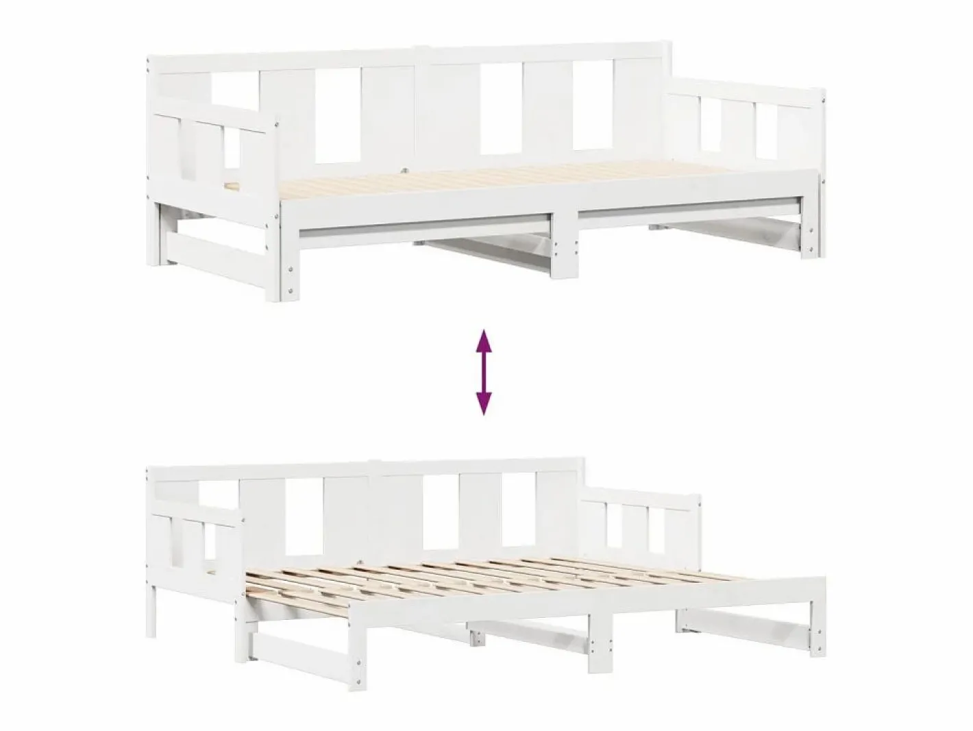 Clicnbuy Sofá cama nido con cajones madera maciza pino blanca 90x190 cm Blanco Best
