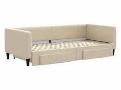 Clicnbuy Sofá cama nido con cajones tela color 90x200 cm Crema Hot