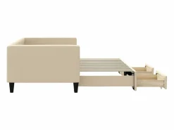 Clicnbuy Sofá cama nido con cajones tela color 90x200 cm Crema Hot