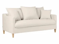 Miliboo Sofá cama nórdico 3 plazas de tela efecto aterciopelado y madera clara LOUISE Beige Best