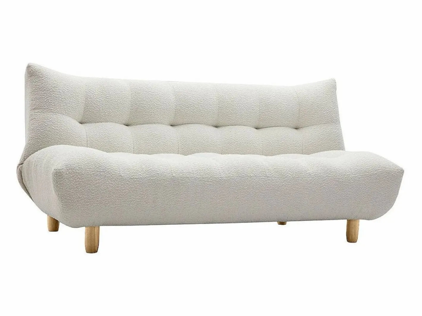 Miliboo Sofá cama nórdico 3 plazas de borreguillo y madera clara YUMI Blanco Discount