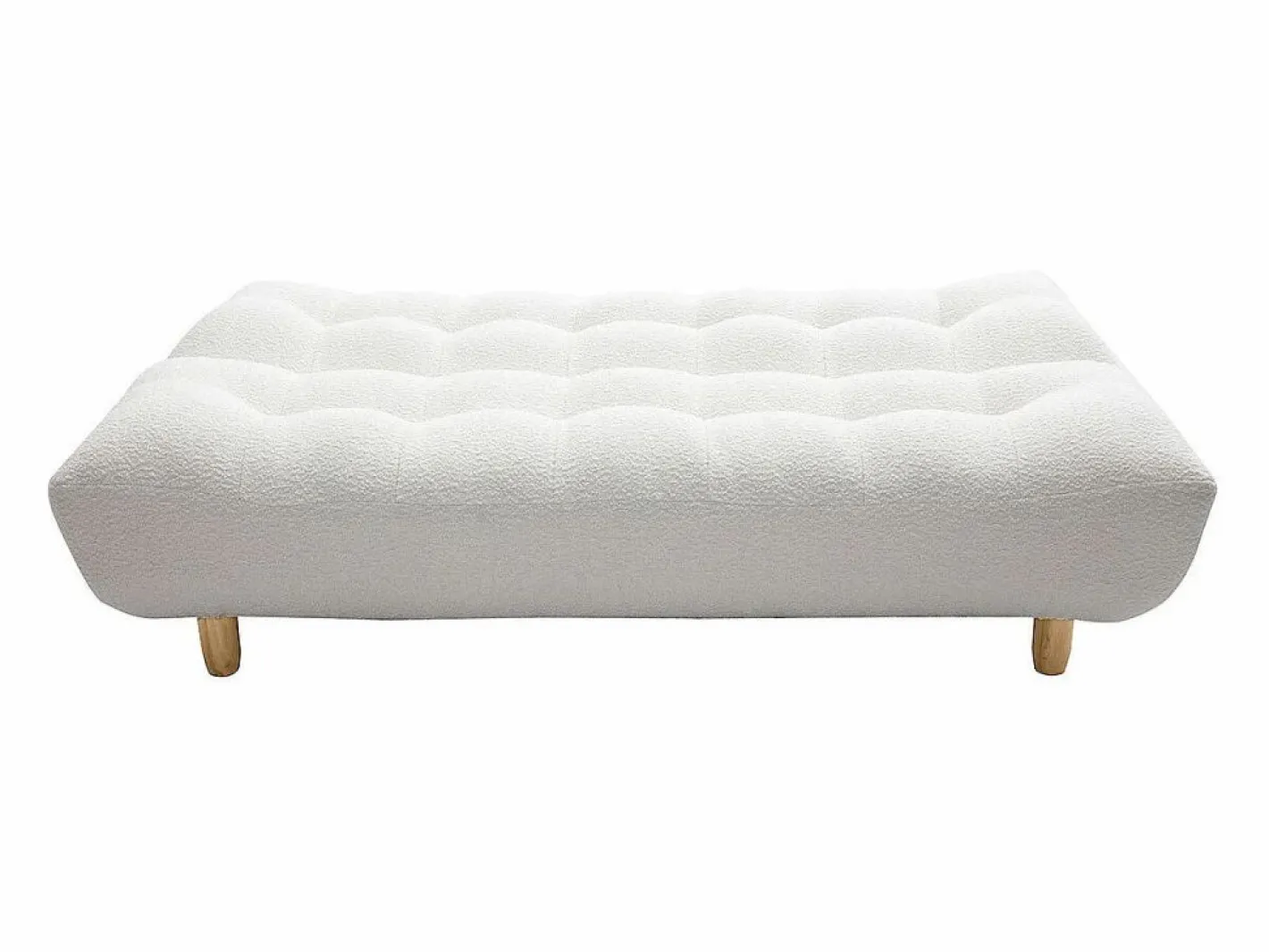 Miliboo Sofá cama nórdico 3 plazas de borreguillo y madera clara YUMI Blanco Discount