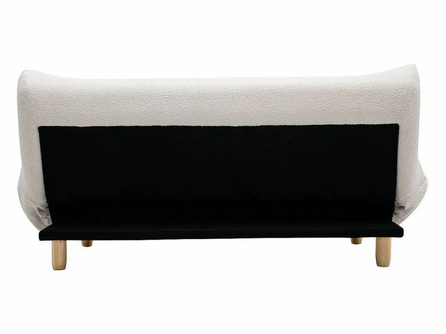 Miliboo Sofá cama nórdico 3 plazas de borreguillo y madera clara YUMI Blanco Discount