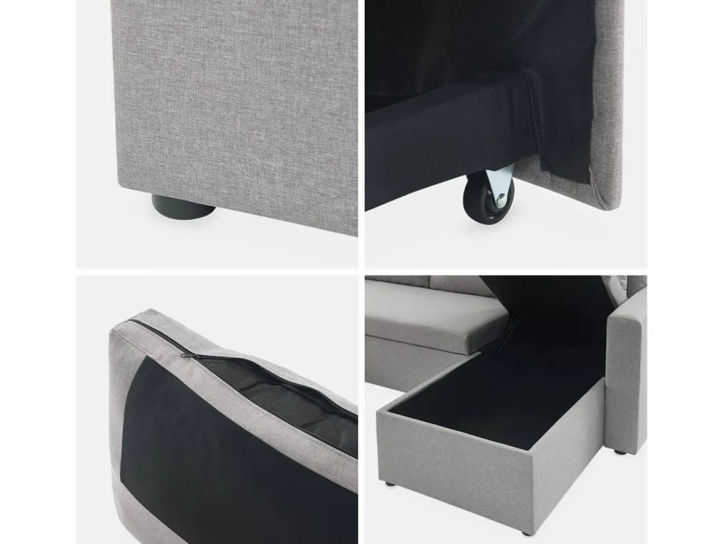 Sofá cama panorámico de 4 plazas en tela^Sweeek Clearance